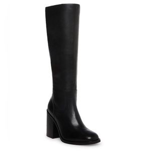 Steve Madden black leather tall boots.
